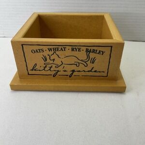 Wooden Kitty's Garden Catnip Planter Desk Organizer Trinket Box‎